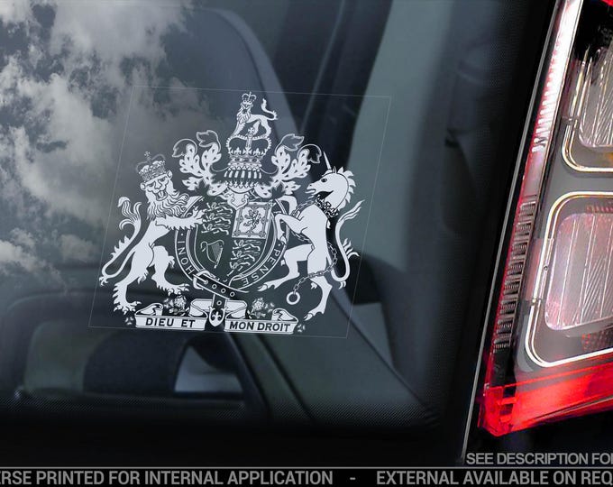 Royal Coat of Arms Car Sticker, Window Decal British United Kingdom Logo Crest - V01