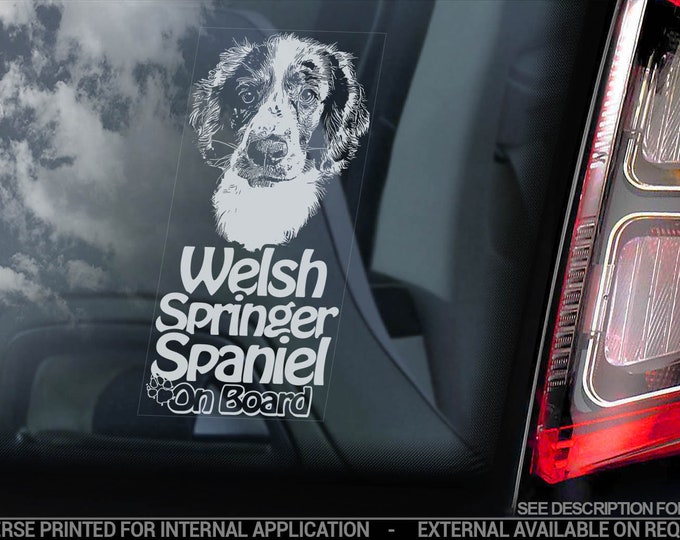 Welsh Springer Spaniel on Board - Car Window Sticker - Cocker Starter Dog Sign Decal - V02