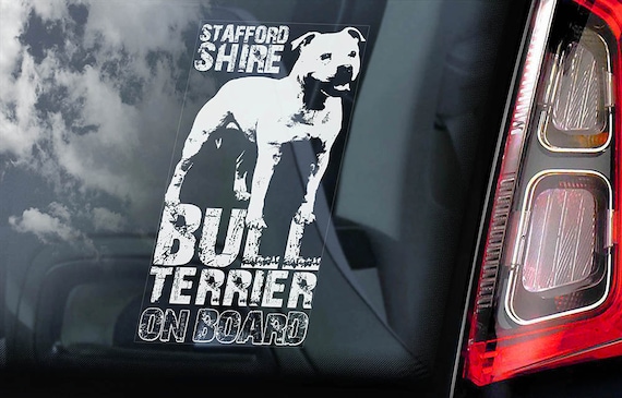 Staffordshire Bull Terrier - Car Window Sticker - Dog on Board Sign Decal Staffie Staffy -V02