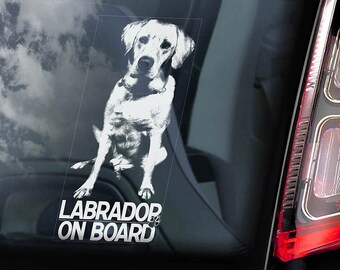 Labrador on Board - Car Window Sticker - Retriever Golden Dog Sign Lab Decal - V01