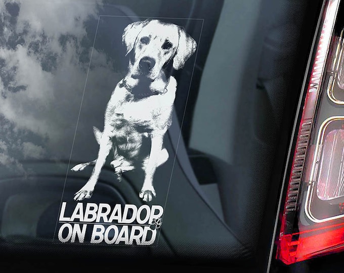 Labrador on Board - Car Window Sticker - Retriever Golden Dog Sign Lab Decal - V01