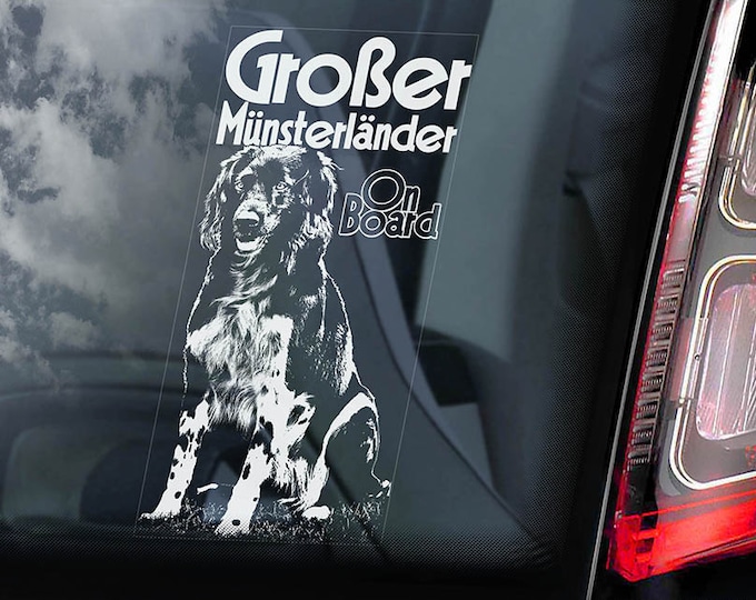 Großer Münsterländer on Board - Car Window Sticker - Large Verband Grosser Munsterlander Dog Sign Decal - V01