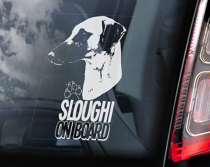 Sloughi on Board - Car Window Sticker - Berber Greyhound Dog Sign Decal Sign - V02