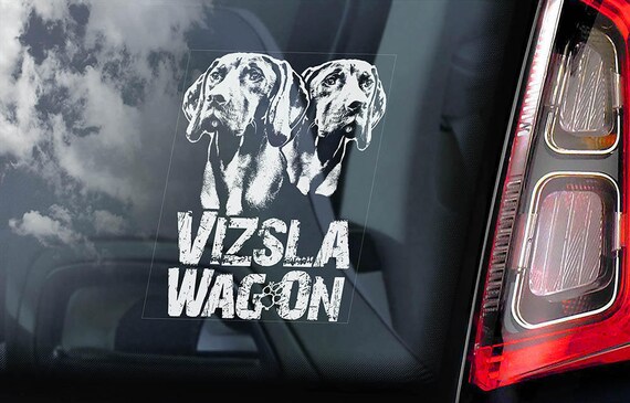 Vizsla WagOn! - Car Window Sticker - Vizslas on Board Magyar Hungarian Pointer Dog Sign Decal - V03