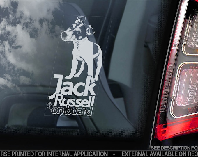 Jack Russell on Board  - Car Window Sticker - Russel Terrier JRT Dog Sign Decal  -V04