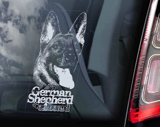 German Shepherd on Board - Car Window Sticker - Security Alsatian K9 Dog Sign Decal -V18