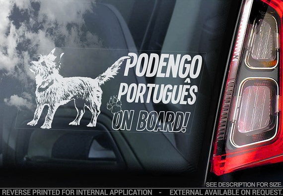 Podengo Portugues on Board - Car Window Sticker - Portuguese Warren Hound Dog Sign Decal - V01