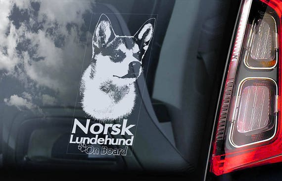 Norsk Lundehund on Board - Car Window Sticker -  Norwegian Puffin Dog Sign Decal - V02