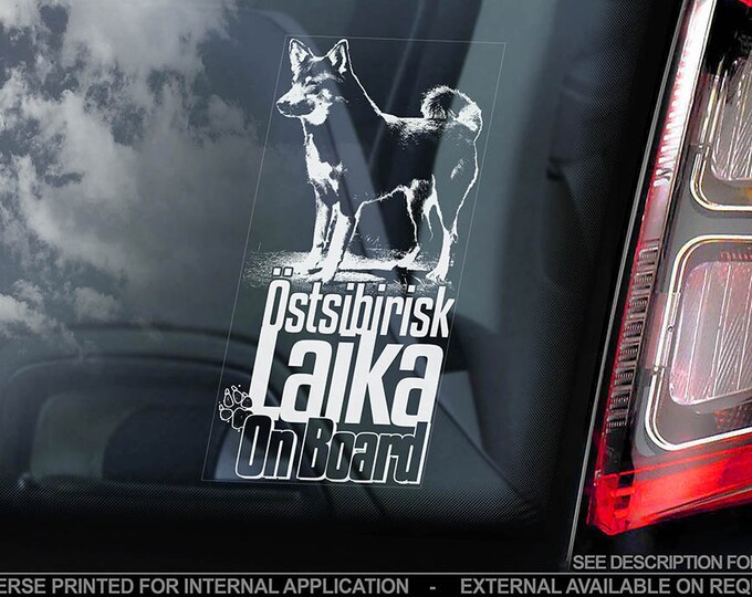 Ostsibirisk Laika on Board - Car Window Sticker - Östsibirisk Dog Sign Decal - V02