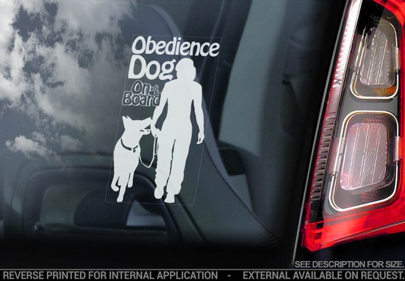 Obedience Dog on Board - Car Window Sticker - German Shepherd GSD Training Sign Decal - V02