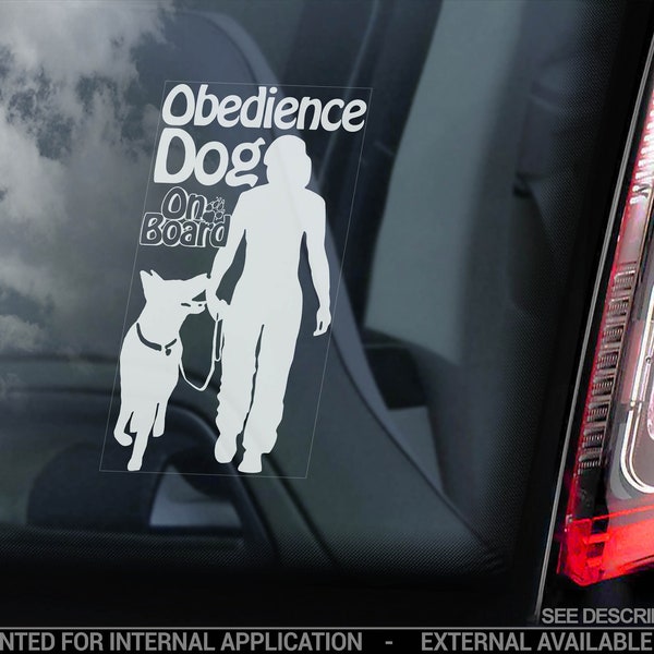 Obedience Dog on Board - Car Window Sticker - German Shepherd GSD Training Sign Decal - V02