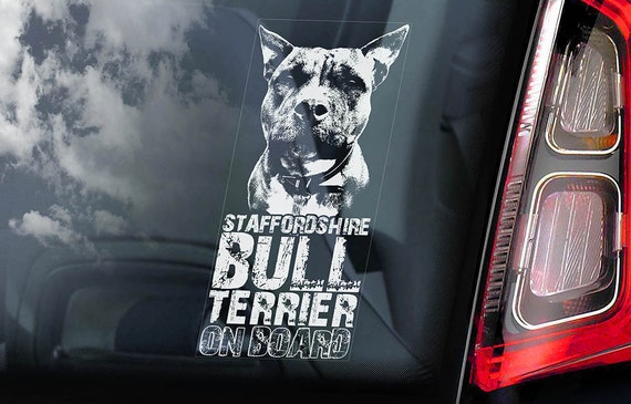 Staffordshire Bull Terrier - Car Window Sticker - Dog on Board Sign Decal Staffie Staffy -V06