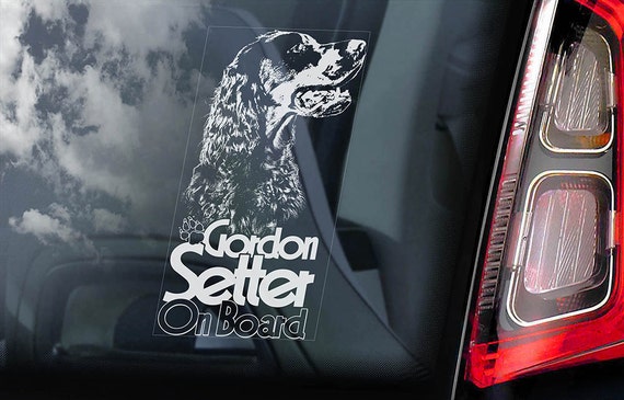 Gordon Setter on Board - Car Window Sticker - Dog Sign Decal -V02