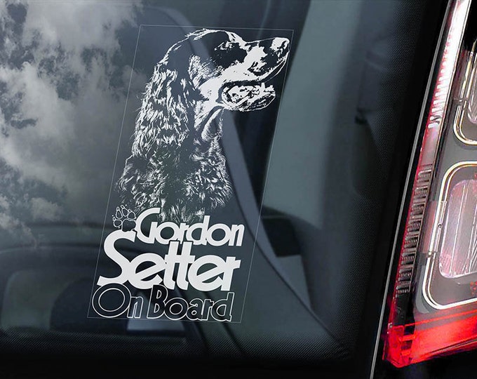 Gordon Setter on Board - Car Window Sticker - Dog Sign Decal -V02