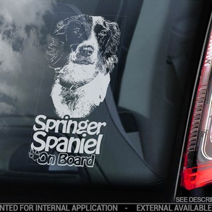 Springer Spaniel a bordo - Adhesivo para ventanilla de coche - Calcomanía con el símbolo de perro inglés - V08