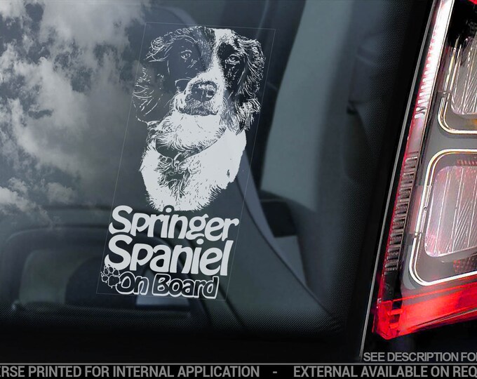 Springer Spaniel on Board - Car Window Sticker - English Dog Sign Decal - V08