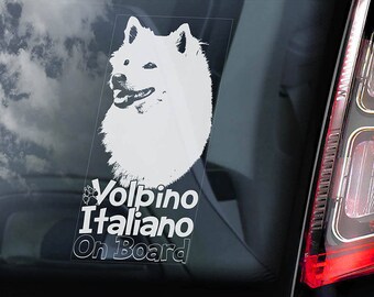 Volpino Italiano on Board - Car Window Sticker - Cane de Quirinale Italian Spitz Dog Sign Decal - V01