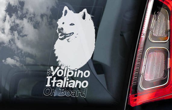 Volpino Italiano on Board - Car Window Sticker - Cane de Quirinale Italian Spitz Dog Sign Decal - V01