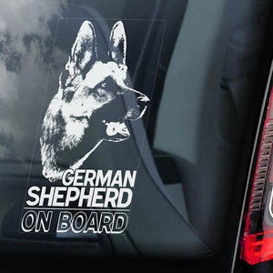 ジャーマンシェパードが乗っている - 車の窓用ステッカー - アルザス犬 GSD サイン - デカール - V01