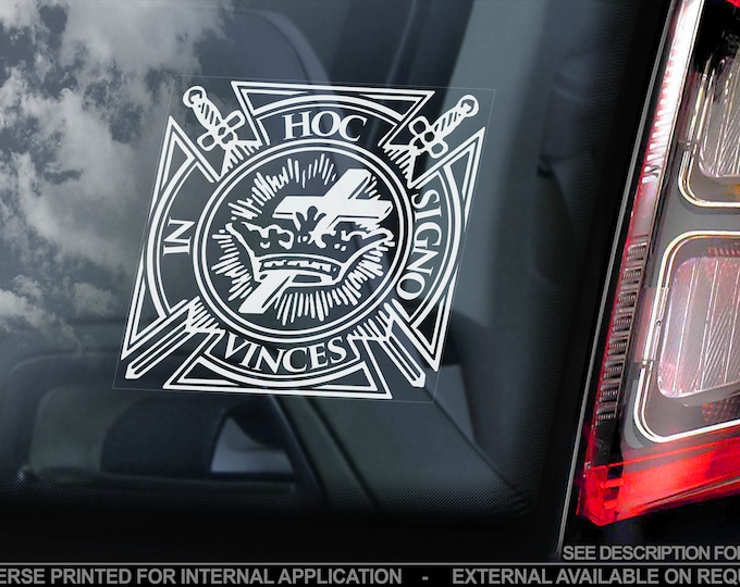 KNIGHTS TEMPLAR Car Sticker - Masonry Freemason Illuminati Window Decal Cross Sign - V02