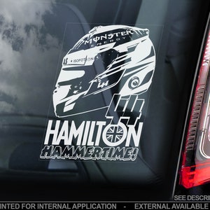 LEWIS HAMILTON #44 Car Sticker, Formula One F1 Window Decal Sign Gift Idea - V02