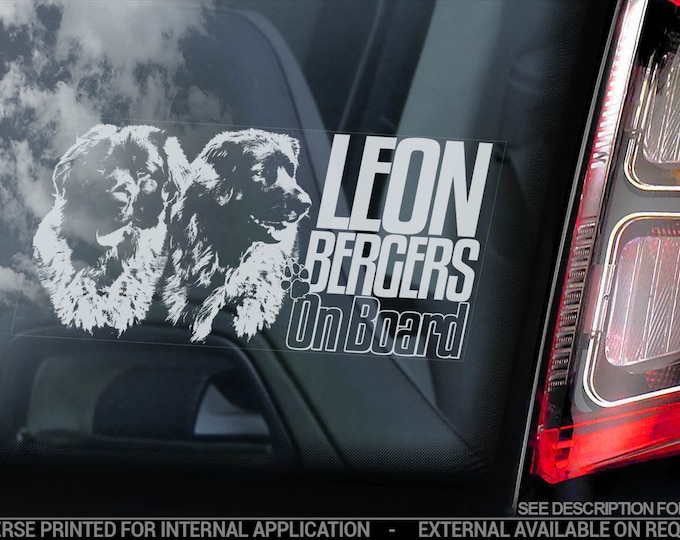 Leonbergers on Board - Car Window Sticker - Leonberger Dog Sign Decal Art Gift - V05