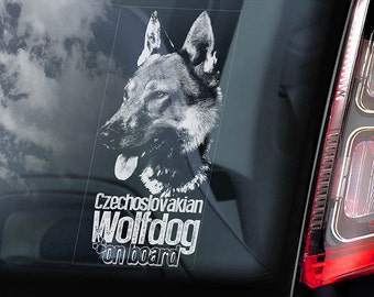 Czechoslovakian Wolfdog on Board - Car Window Sticker - Vlcak Cane Lupo Cecoslovacco Sign Decal - V06