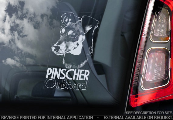 Pinscher on Board - Car Window Sticker - German Deutscher Dog Sign Decal - V03