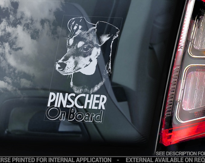 Pinscher on Board - Car Window Sticker - German Deutscher Dog Sign Decal - V03