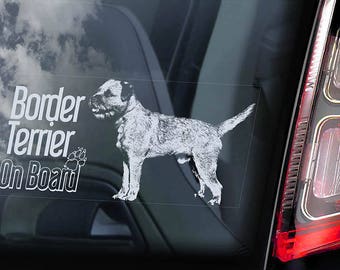 Border Terrier on Board - Car Window Sticker - Dog Sign Decal - V02