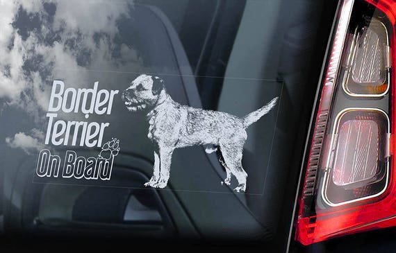 Border Terrier on Board - Car Window Sticker - Dog Sign Decal - V02