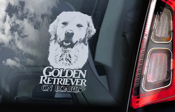 Golden Retriever on Board - Car Window Sticker - Guide Dog Sign Decal -V07