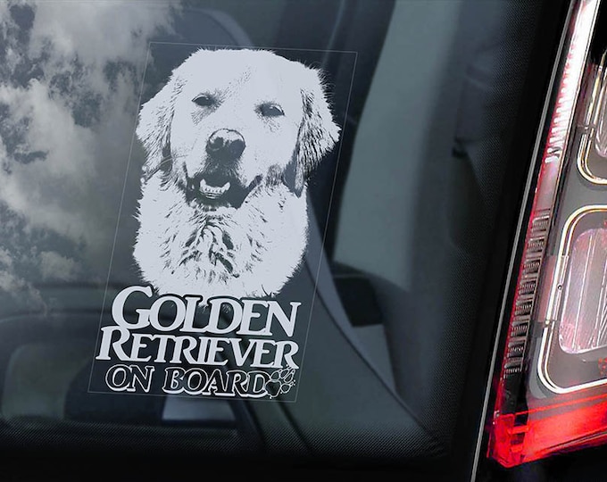 Golden Retriever on Board - Car Window Sticker - Guide Dog Sign Decal -V07