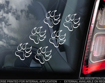 Paw Prints - Car Window Sticker - Dog on Board Sign Decal Gift Footprints Art - V02