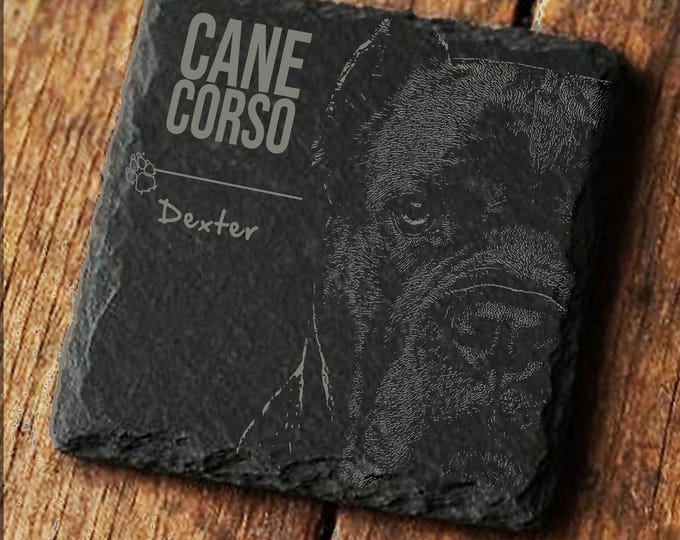 CANE CORSO Coaster, Custom Personalized Pet Dog New Home Owner Slate Coaster Gift -C11