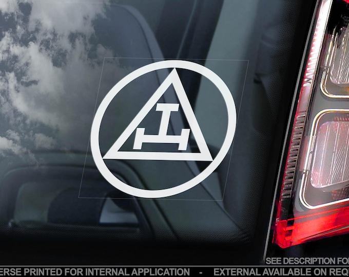 THE TRIPLE TAU Car Sticker - Masonry Freemason Royal Arch Cross Window Decal Logo Sign - Black or White Design - V01BW