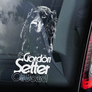 Gordon Setter on Board - Car Window Sticker - Dog Sign Decal -V01