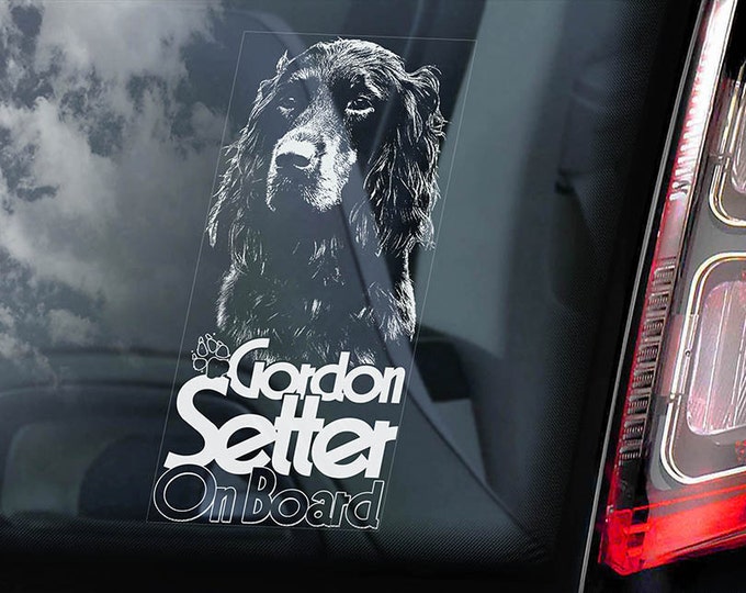 Gordon Setter on Board - Car Window Sticker - Dog Sign Decal -V01