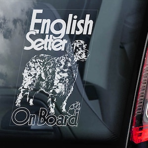 Setter inglês a bordo - Adesivo para janela de carro - Decalque para presente com placa de cachorro Lawerack Laverack - V02