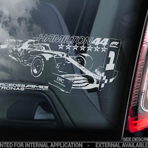 LEWIS HAMILTON #44 Car Sticker, Formula One F1 Window Decal Sign Gift Idea - V11