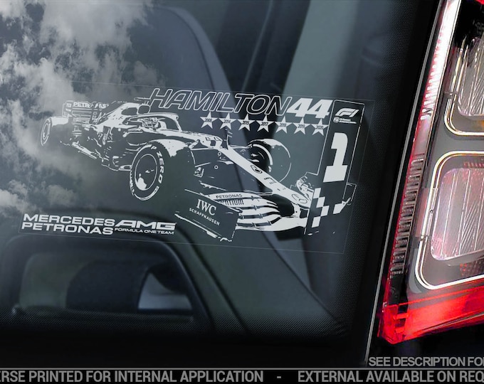 LEWIS HAMILTON #44 Car Sticker, Formula One F1 Window Decal Sign Gift Idea - V11