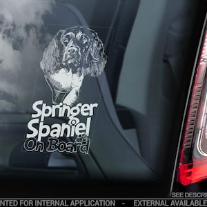 Springer Spaniel a bordo - Adhesivo para ventanilla de coche - Calcomanía con el símbolo de perro inglés - V05