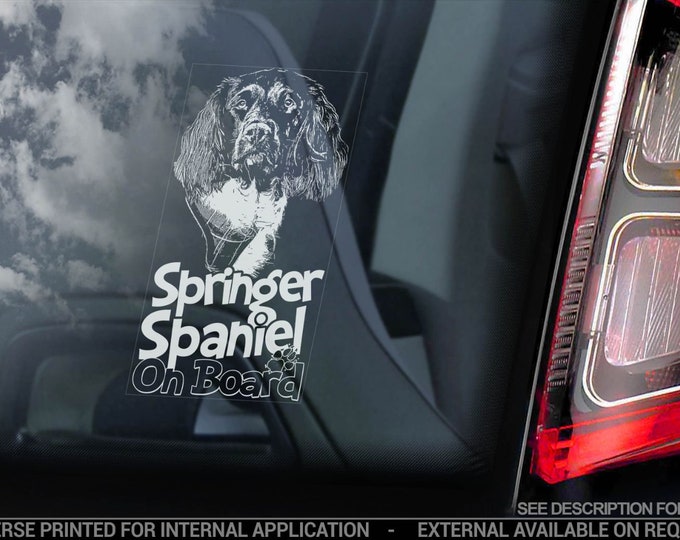 Springer Spaniel on Board - Car Window Sticker - English Dog Sign Decal - V05