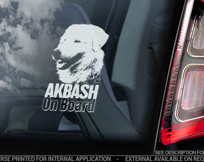 Akbash on Board - Car Window Sticker - Anatolian Kangal Dog Sign Decal Gift - V01