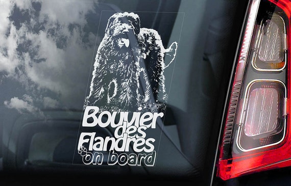 Bouvier des Flandres on Board - Car Window Sticker - Vlaamse Koehond Dog Sign Decal - V01