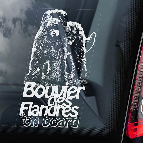 Bouvier Des Flandres an Bord - Car Window Sticker - Vlaamse Koehond Hund Zeichen Abziehbild - V01
