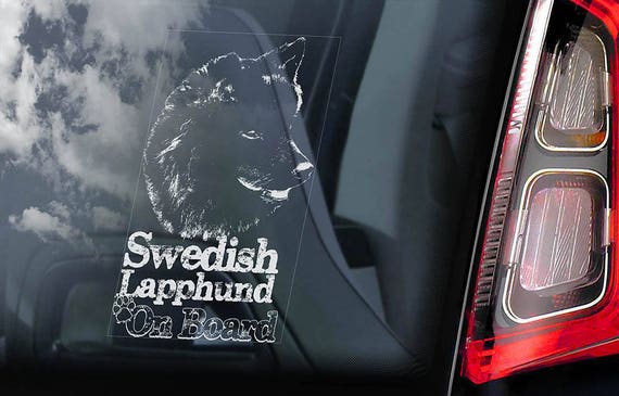 Swedish Lapphund on Board - Car Window Sticker - Svensk Dog Sign Decal - V01