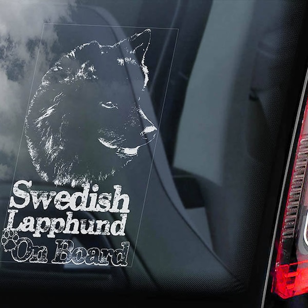 Swedish Lapphund on Board - Car Window Sticker - Svensk Dog Sign Decal - V01