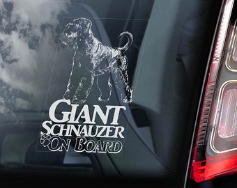 Giant Schnauzer on Board - Car Window Sticker - Russian Bear Dog Sign Munich Decal -V02