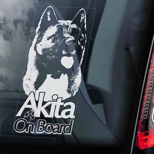 Akita on Board, Car Window Sticker - American Inu Ken, Beware of the Dog Owner Gift Sign Decal -V05